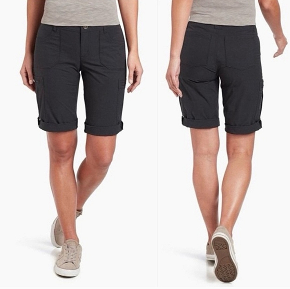 Kuhl "Horizn" Shorts Raven Black Convertible Bermuda Cargo Hiking Women's Size 2 - Picture 1 of 13